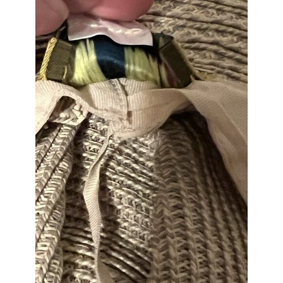 SCALA COLLEZIONE Womens Paper Wide Brim Sun Taupe Beaded Strap One Size